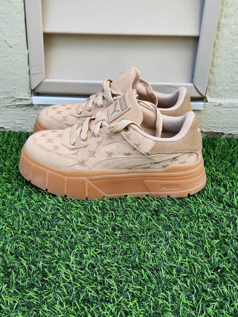 Puma Mayze Women's 8.5 Stack Edgy T7 Platform Shoes Light Brown Leather - Picture 4 of 6